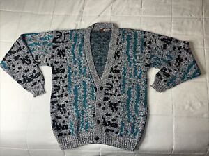 Vintage Scandia Old Man Cardigan Acrylic Sweater Size Large Multicolor (H1)