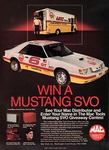 1984 Mac Tools Pro Mustang SVO Contest Original Color Print Ad