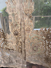 2 Antique French Tambour Lace Curtain Panels Cotton Netting 1920 Beautiful