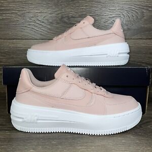 Nike Women's Air Force 1 Platform Pink White Leather Shoes Sneakers Trainers New