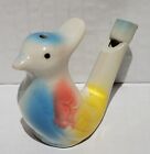 Vintage Porcelain Bird Water Whistle Pastel Blue and Yellow
