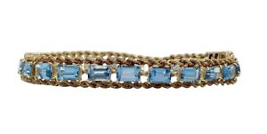 14K Yellow Gold Blue Topaz Bracelet 7” 12.6 Grams