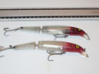 Lot of 2 Bomber Long A Large Minnow Crankbait Lures Jointed Red Head