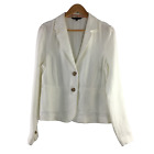 Renuar Long Sleeve 100% Linen Blazer Jacket Size 10 Button Front Pockets White