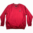 FootJoy FJ Mens 2XL XXL Red Golf V-Neck Windbreaker Pullover Jacket Zip Pockets