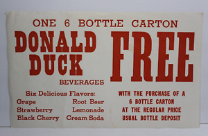 Vintage 1950s Walt Disney Donald Duck Soda Sign Soft Drinks Soda Sign Store Sign