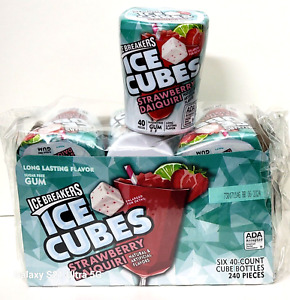 ICE BREAKERS ICE CUBES STRAWBERRY DAIQUIRI Sugar Free GUM (6 pk x 40 Gums each)