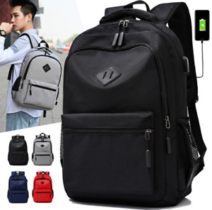New Men Large Waterproof Travel Bag School Backpack Laptop Bag With USB DC