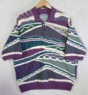 Vintage Tosani Sweater Polo Shirt Men's Size XL Canada Made Knit 3D Textured