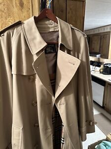 Burberry Men’s Trench Coat ‘Sher’ Vintage Sz 44L Long Removable Wool Lining EUC
