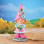 Floral Whimsical Girl Gnome w/ Flowers Statue Figurine Sculpture Garden Art 11
