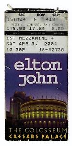 Elton John 4/3/04 Las Vegas NV Caesars Palace Coliseum Rare Ticket Stub!