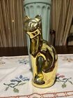 vintage gold glass siamese cat figurine | feline sculpture