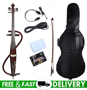 4/4 Electric Cello Full Size Solid Wood Cellos Ebony Fittings Free Cello Bag Bow