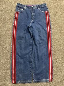 Vintage 90s Revolt Jeans Baggy Wide Leg Side Stripe JNCO Style Dark Wash 34x32