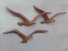 HOMCO Vintage 80s Syroco Plastic Seagulls Faux Wood Wall Art Flying Birds