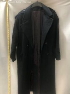 Together Womens Black Wool Blend Long Sleeve Belted Trench Coat Size 16