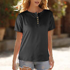 Womens T shirts V Neck Short Sleeve Tops Solid Color Blouse Slim Fit T Shirt