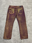 Robins Jeans Mens Size 40 Red Flap Pockets Studded Rhinestones USA Made 36x32