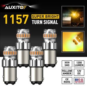 4X AUXITO 1157 BAY15D 7507 LED Amber Turn Signal Side Light DRL Running Bulbs