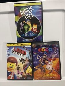Pixar Disney DVD Lot Inside Out Coco Lego Movie Tested