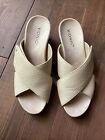 Vionic LETICIA Beige Embossed Leather Slide Wedge Sandals Size 9