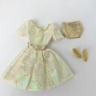 Barbie Fashion Gold And White Dress Sparkly  Shimmering W/Shoes And Purse Cute