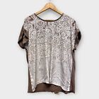 CHICO'S Tone Washed Paisley Top Tee Roll Sleeve Ombre Size 2 / Large / 12