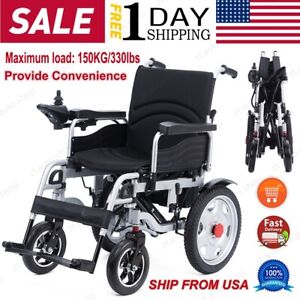 New Foldable Electric Power Wheelchair Mobility Aid Motorized Wheel chair USA
