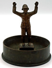 WW2 Artillery Shell Trench Art Ashtray Figurine German Soldier Surrendering 1945