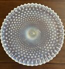 Fenton Opalescent Hobnail Large 12.5”  Cake Plate Dessert Stand Blue & White