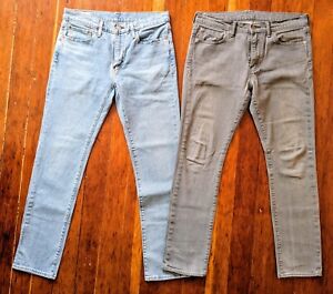 *2 Pair Lot* Levi's 510/511 Skinny-Slim Jeans Mens 34 x 30 Light Blue&Grey COOL!