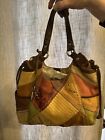 PatchWork Fossil Purse  Multicolor With Key Shoulder Leather Strap Cotton Lining