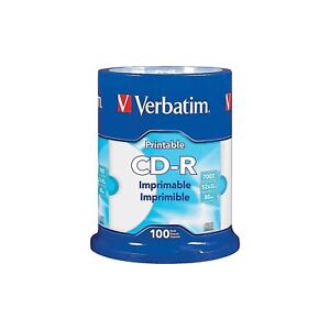 Verbatim 98493 52x CD-R White Inkjet Printable Hub Printable 100/Pack 1674156
