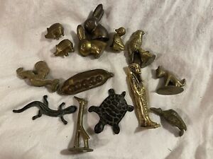 Large Lot Vintage Miniatures Brass & Bronze Mini Animal +++