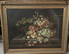 Antique Oil Painting Fruit Still Life Ornate Frame