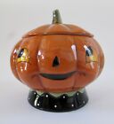 Johanna Parker Retro Halloween Pumpkin Face Candy/Cookie Jar