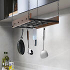 Black and Brown Ceiling Mounted Pot Rack Hanging Pots and Pans Organizer w/Hooks