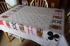 VTG COTTON BLEND PLAYING CARDS PRINT TABLECLOTH 52