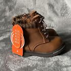 Wonder Nation Hiker Boots Baby Toddler Girls Size 4 Brown Side Zip Booties Shoes