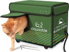 Elevated Base Heated Outdoor Cat House Waterproof Insulated 16-in x 12-in