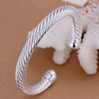 Unisex Men Womens 925 Sterling Silver Cuff Bangle Bracelet L85