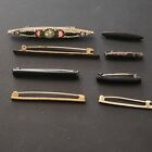 Antique Victorian Bar Brooch Pin Lot Micromosaic Jet Black Mourning 605