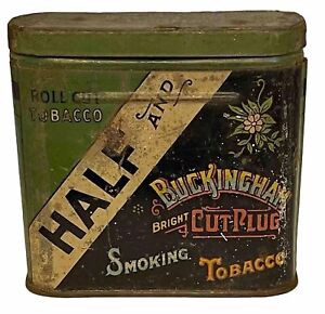 Buckingham Half & Half Tobacco Tin  Vintage w/ Tax Stamp On Top Circa 1930’s