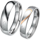 Couples Love Heart Puzzle Matching Stainless Steel Wedding Band Engagement Ring