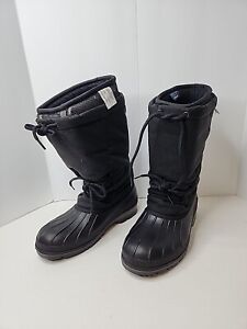 LL Bean Women's Black Nylon Quilted Waterproof Tall Duck Boots Size 8 Medium