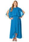 Jessica London Women's Plus Size Georgette Maxi Cape Sleeve Dress