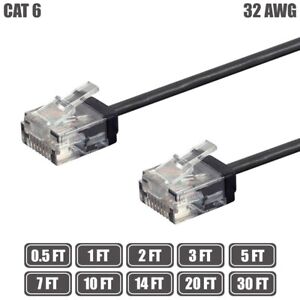 0.5-30FT CAT6 RJ45 SLIM Ethernet LAN Network UTP Patch Cable Copper 32AWG Black