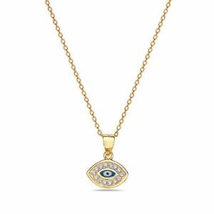 925 Sterling Silver Evil Eye Yellow-Gold Tone Womens Pendant Necklace