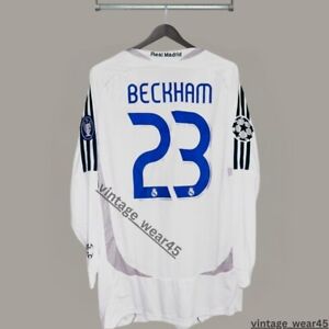 David Beckham 23 jersey Real Madrid 2006 2007 long sleeve jersey White Retro 2XL